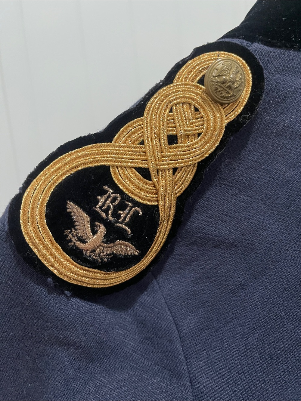 Ralph Lauren Denim & Supply Military Officer Jacket Navy Gold Velvet Lapel Sz M - Picture 8 of 16